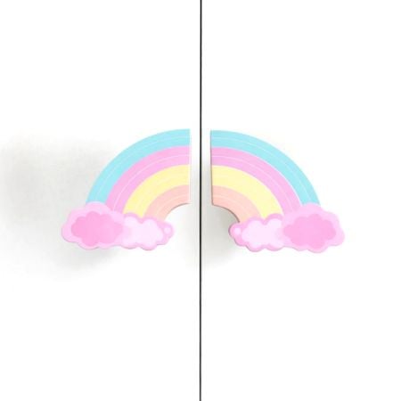 Handcrafted Acacia Wood Cloudy Rainbow Handle Pair